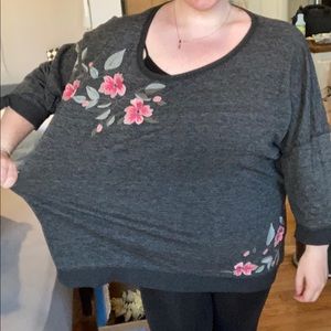 3x Gray sweater/top with pink flowers